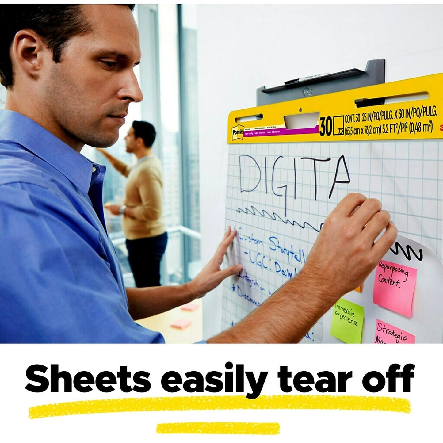 Post-it® Meeting Chart 560, White, Lined, 63,5x76,2cm, 30 Shts/PAC, 2 PAC/CV, 100% PEFC, SGSCH-PEFC-COC-110078