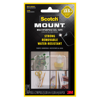 Scotch-Mount™ Multipurpose Gel Tape Squares 420-2INSQ-8ES, 2 in, 8 Pack