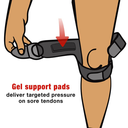 ACE Dual Strap Knee Support Soothing Gel Pads Deliver Targeted Pressure on Your Sore Tendons, Adjustable, Black, 1 Pack