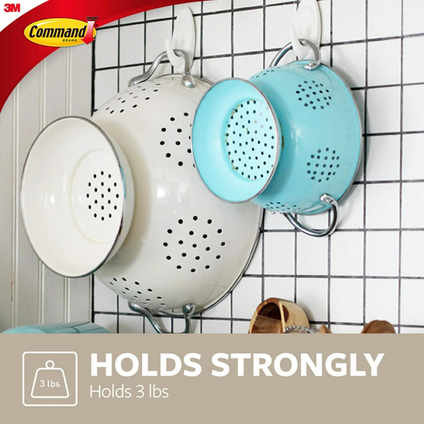 Command™ White Terrace Hooks 17086-ES, 2 hooks, 4 strips