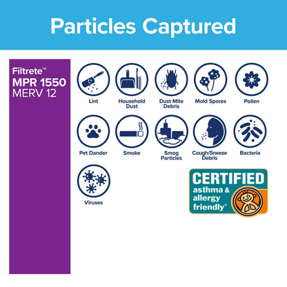 Filtrete™ High Performance Air Filter 1550 MPR NDP03-4-2PK-1E, 20 in x 25 in x 4 in (50.8 cm x 63.5 cm x 10.1 cm)