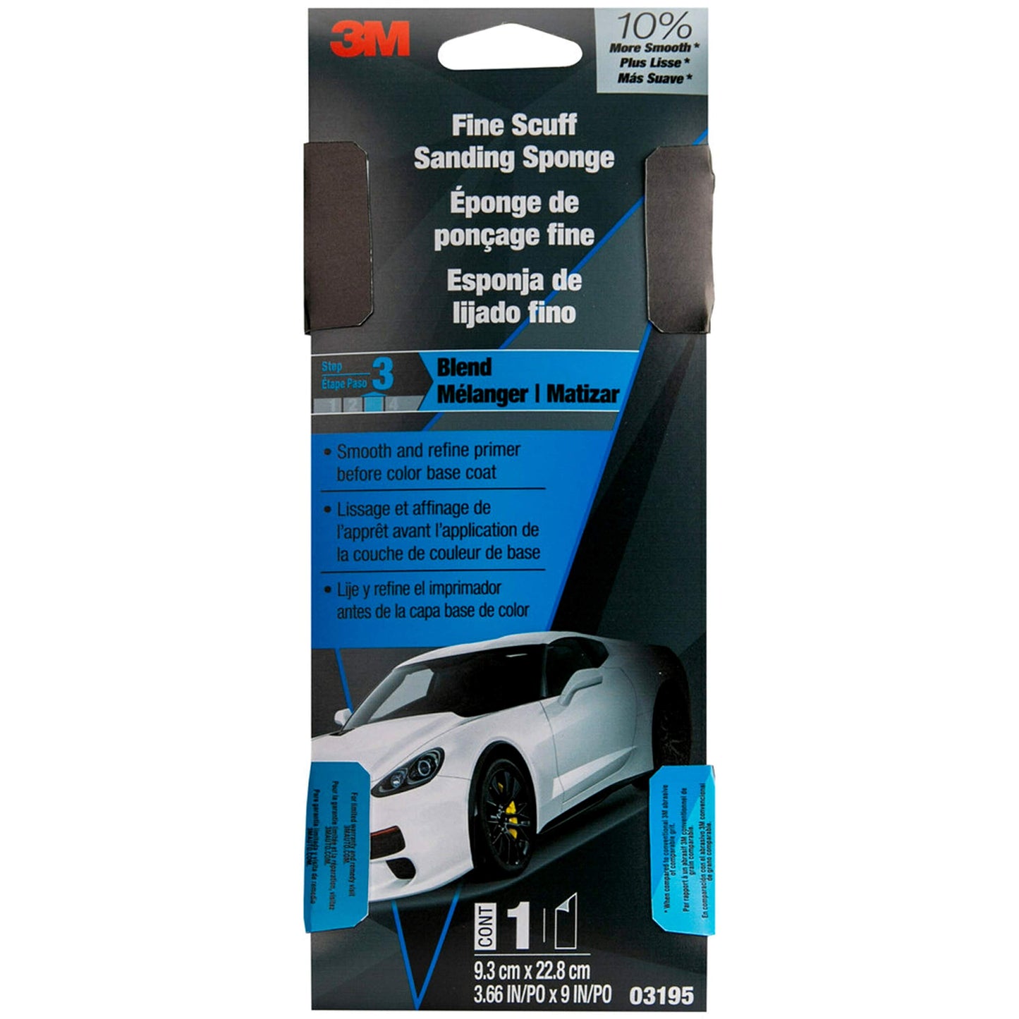 3M™ Fine Scuff Sanding Sponge, 03195SRP, 3 2/3 in x 9 in, 6 per case