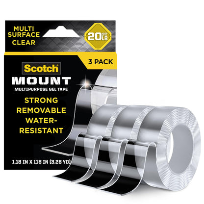 Scotch-Mount™ Multipurpose Gel Tape 420-3M-3ES, 30 mm x 3 m (1.18 in x 118 in), 3 Pack