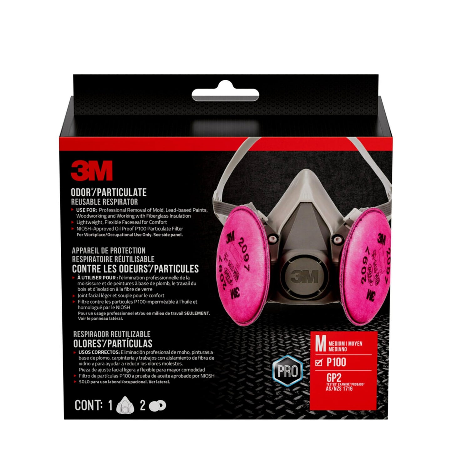 3M™ Performance Mold and Lead Paint Removal Respirator P100, 6297P1-DC, Size Medium, 1 each/pack, 4 packs/case
