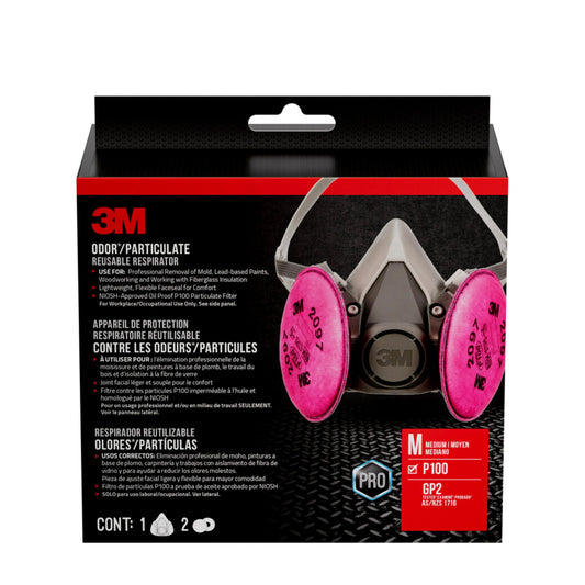 3M™ Performance Mold and Lead Paint Removal Respirator P100, 6297P1-DC, Size Medium, 1 each/pack, 4 packs/case