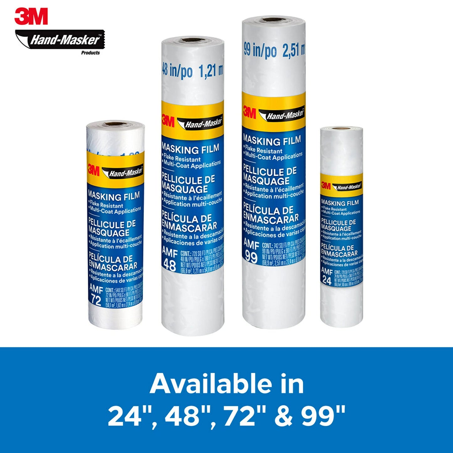 3M™ Hand-Masker™ Advanced Masking Film, AMF99-8C, 99 in x 90 ft x .35 mil (2.51 m x 27.4 m x .00889 mm)