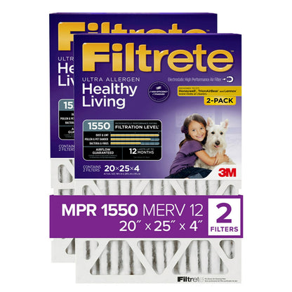 Filtrete™ High Performance Air Filter 1550 MPR NDP03-4S2PK-1E, 20 in x 25 in x 4 in (50.8 cm x 63.5 cm x 10.1 cm)