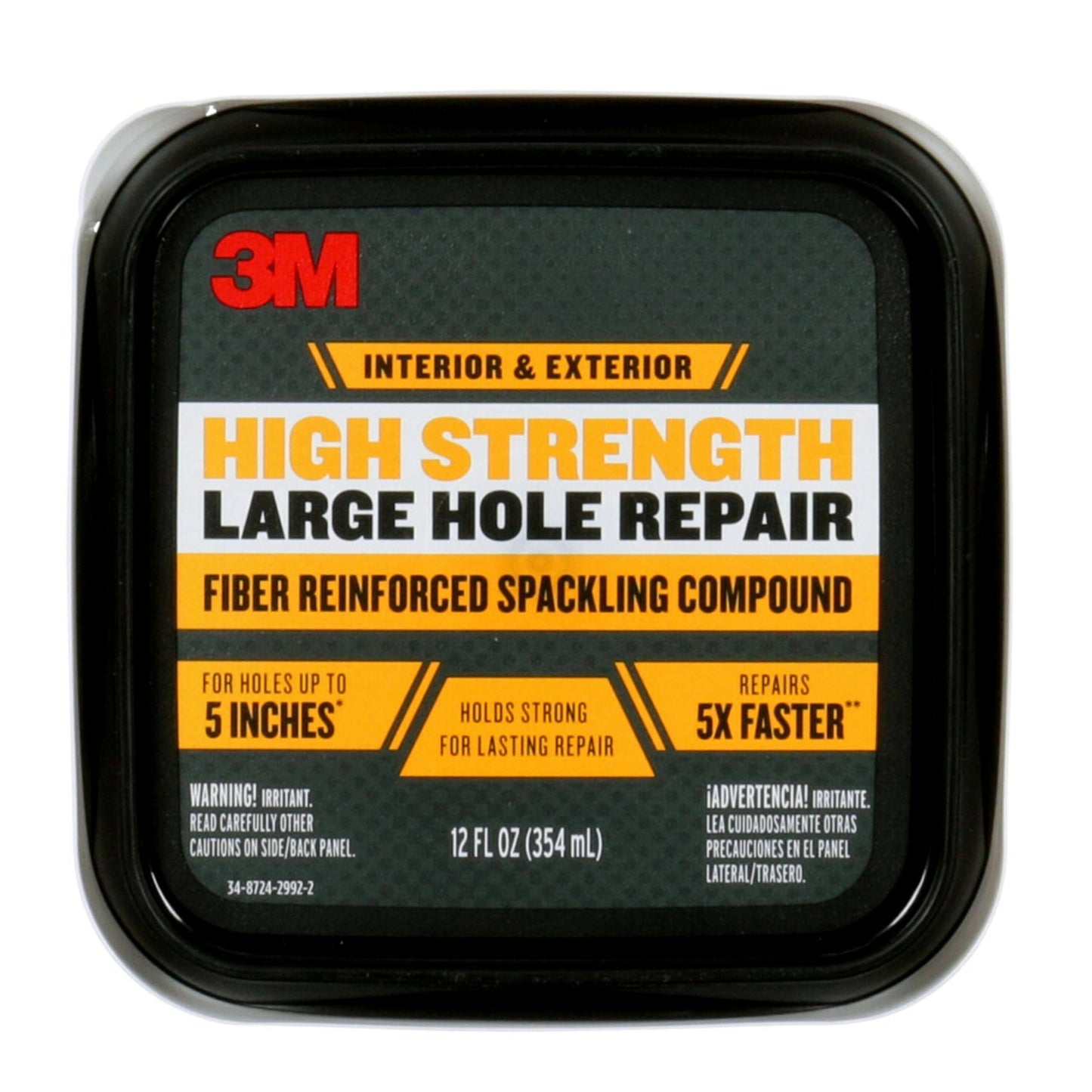 3M High Strength Fiber Reinforced Spackling Compound, 32 oz., Ideal for Large Hole Repair Cracks and Damaged Surfaces in Drywall, Plaster, Stucco, Concrete and Wood, For Easy Wall Repair (LHR-32-BB)