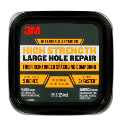 3M High Strength Fiber Reinforced Spackling Compound, 32 oz., Ideal for Large Hole Repair Cracks and Damaged Surfaces in Drywall, Plaster, Stucco, Concrete and Wood, For Easy Wall Repair (LHR-32-BB)
