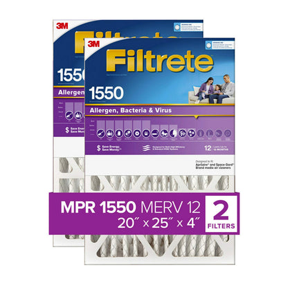Filtrete™ High Performance Air Filter 1550 MPR NDP03-4-2PK-1E, 20 in x 25 in x 4 in (50.8 cm x 63.5 cm x 10.1 cm)