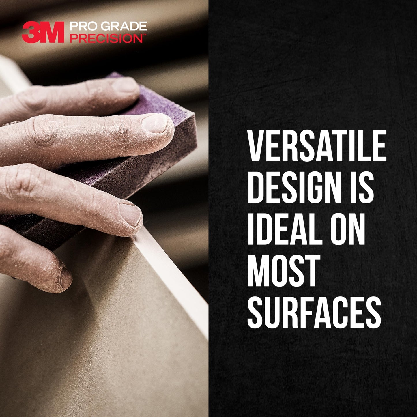 3M™ Pro Grade Precision™ 3-in-1 Sanding Sponge DCDA120-PGP-2T, 2.5 in x 4.5 in x 1 in, 120 grit, Medium, 6/case