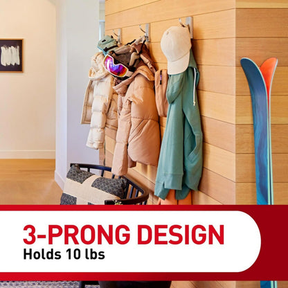 Command™ X-Large Satin Nickel Triple Hook 17038SN-2ES, 2 Pack, 2 hooks, 6 strips