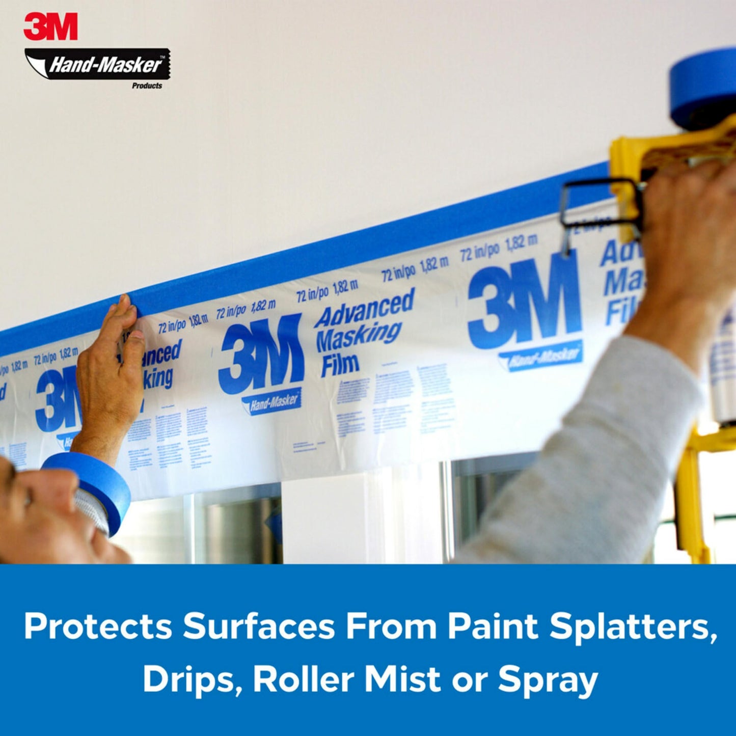 3M™ Hand-Masker™ Advanced Masking Film, AMF99-8C, 99 in x 90 ft x .35 mil (2.51 m x 27.4 m x .00889 mm)