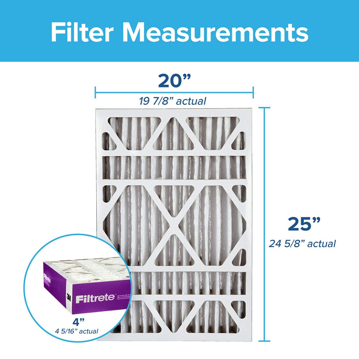 Filtrete™ High Performance Air Filter 1550 MPR NDP03-4-2PK-1E, 20 in x 25 in x 4 in (50.8 cm x 63.5 cm x 10.1 cm)