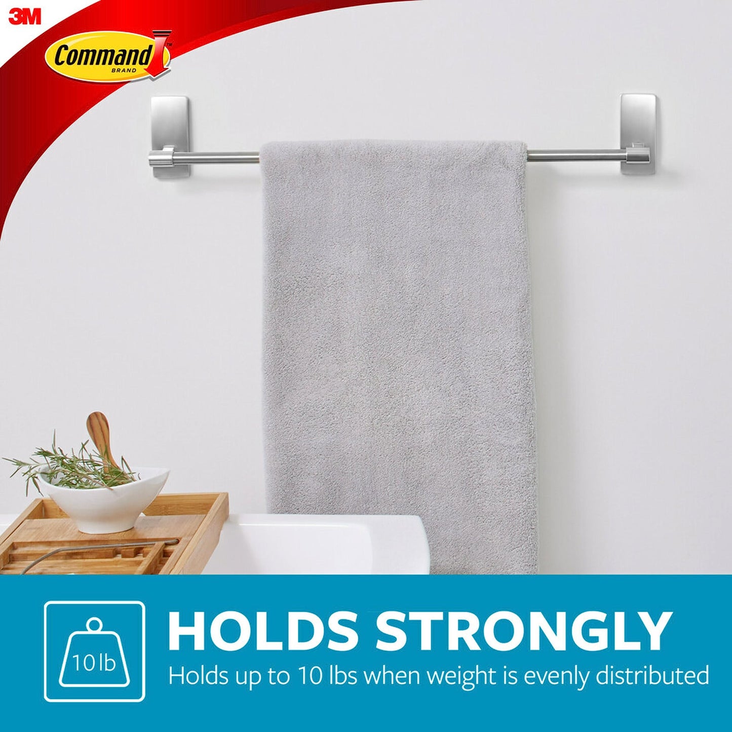 Command™ Bath Satin Nickel Towel Bar BATH51-SN-ESF