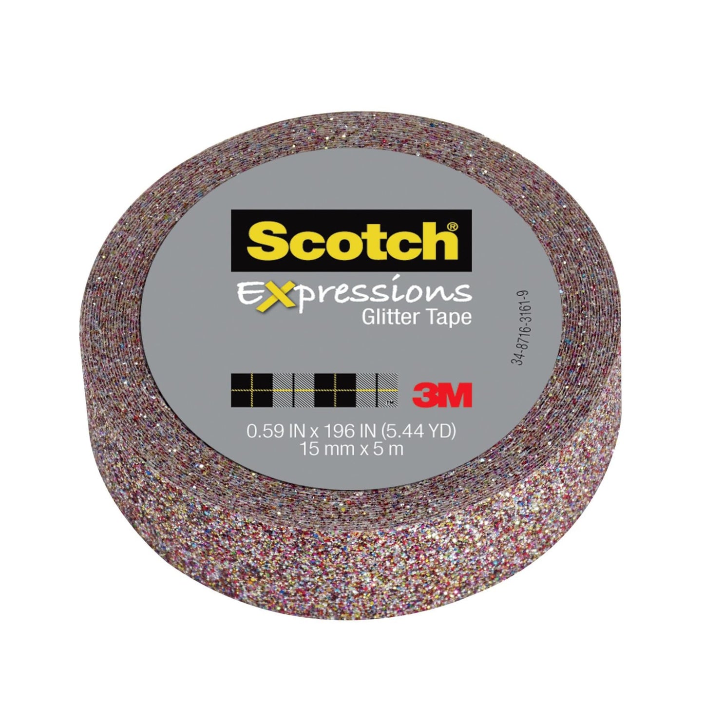 Scotch® Expressions Glitter Tape C514-MUL, .59 in x 196 in (15 mm x 5 m) Multi-Colored Glitter