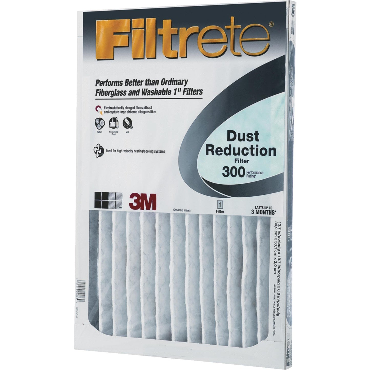 Filtrete™ Dust Reduction Filter 302-4, MPR 300, 20 in x 20 in x 1 in (50,8 cm x 50,8 cm x 2,5 cm), 4/case