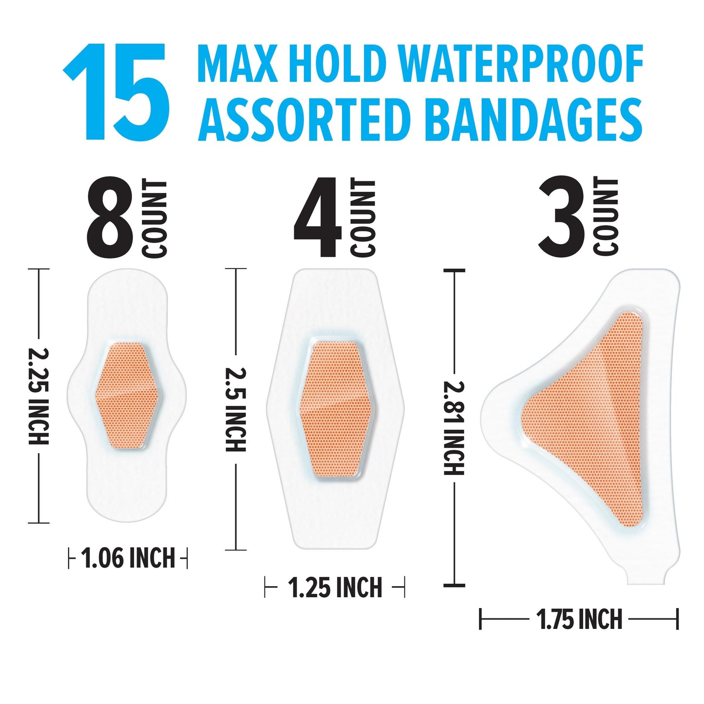 Nexcare™ Max Hold Waterproof Bandages MHW-15, Assorted 15ct