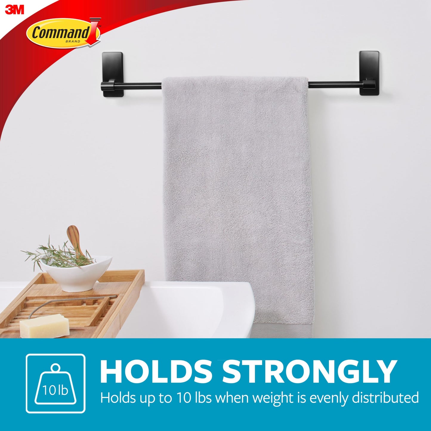 Command™ Bath Matte Black Towel Bar BATH51-MB-ESF
