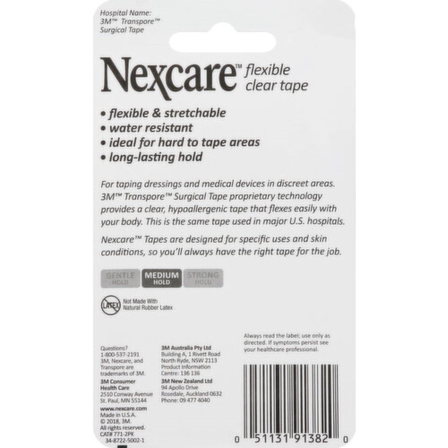 Nexcare™ Flexible Clear 771-2PK, 1 in x 360 in (25,4 mm x 9,14 m) in 2 Pk