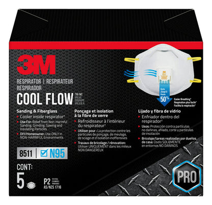 3M™ Sanding and Fiberglass Valved Respirator 8511H5-DC-PS, 5 ea/pk, 8 pks/cs