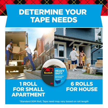 Scotch® Heavy Duty Shipping Packaging Tape 3850-LR6-6CC, 1.88 in x 54.6 yd (48 mm x 50 m), 6 Roll/Pack