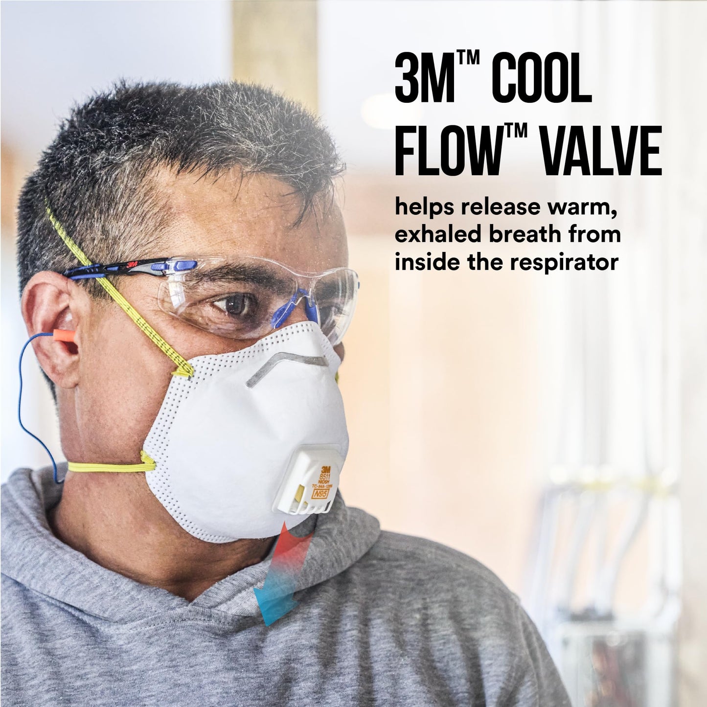 3M™ Sanding and Fiberglass Valved Respirator 8511H5-DC-PS, 5 ea/pk, 8 pks/cs