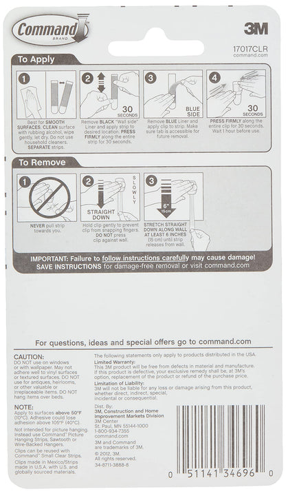 Command™ Clear Round Cord Clips, 17017CLRES, 4 Clips, 5 Strips