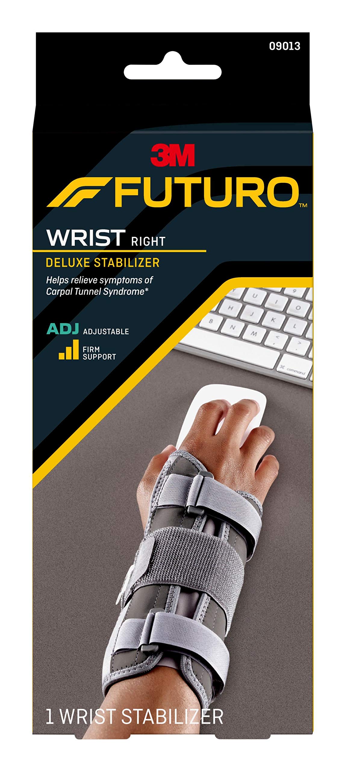 FUTURO™ Deluxe Wrist Stabilizer Right Hand, 09013ENR, Adjustable, Grey