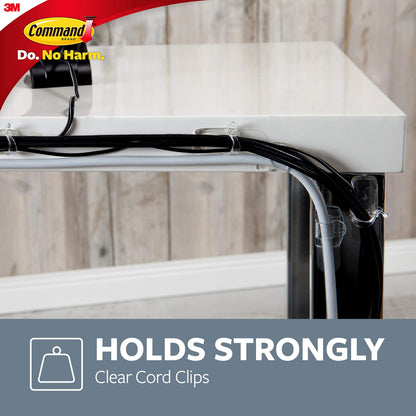 Command™ Clear Round Cord Clips, 17017CLRES, 4 Clips, 5 Strips