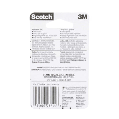 Scotch® Super 33+™ Vinyl Electrical Tape, 03744NA, 3/4 in x 25 ft x 7 mil (19 mm x 7,62 m x ,177 mm), 24/cs