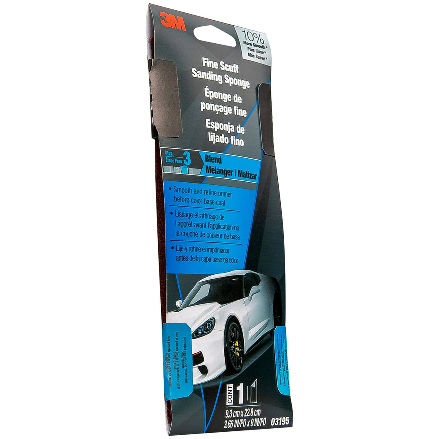 3M™ Fine Scuff Sanding Sponge, 03195SRP, 3 2/3 in x 9 in, 6 per case