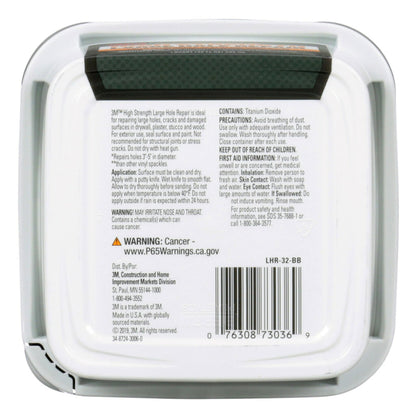 3M High Strength Fiber Reinforced Spackling Compound, 32 oz., Ideal for Large Hole Repair Cracks and Damaged Surfaces in Drywall, Plaster, Stucco, Concrete and Wood, For Easy Wall Repair (LHR-32-BB)