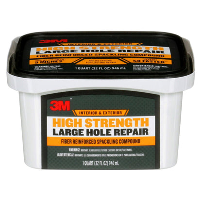 3M High Strength Fiber Reinforced Spackling Compound, 32 oz., Ideal for Large Hole Repair Cracks and Damaged Surfaces in Drywall, Plaster, Stucco, Concrete and Wood, For Easy Wall Repair (LHR-32-BB)