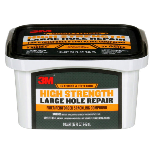 3M High Strength Fiber Reinforced Spackling Compound, 32 oz., Ideal for Large Hole Repair Cracks and Damaged Surfaces in Drywall, Plaster, Stucco, Concrete and Wood, For Easy Wall Repair (LHR-32-BB)