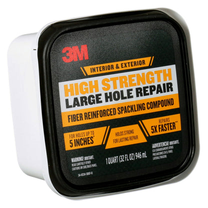 3M High Strength Fiber Reinforced Spackling Compound, 32 oz., Ideal for Large Hole Repair Cracks and Damaged Surfaces in Drywall, Plaster, Stucco, Concrete and Wood, For Easy Wall Repair (LHR-32-BB)