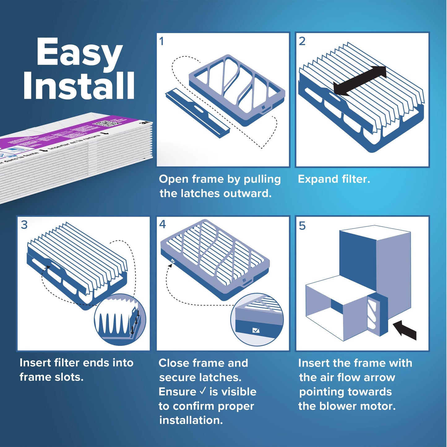 Filtrete™ Refillable Filter Kit 1550 MPR RS2003-4-2P-EC, 20 in x 25 in x 4 in (50.8 cm x 63.5 cm x 10.1 cm) 1 Frame & 2 Filters