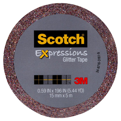 Scotch® Expressions Glitter Tape C514-MUL, .59 in x 196 in (15 mm x 5 m) Multi-Colored Glitter