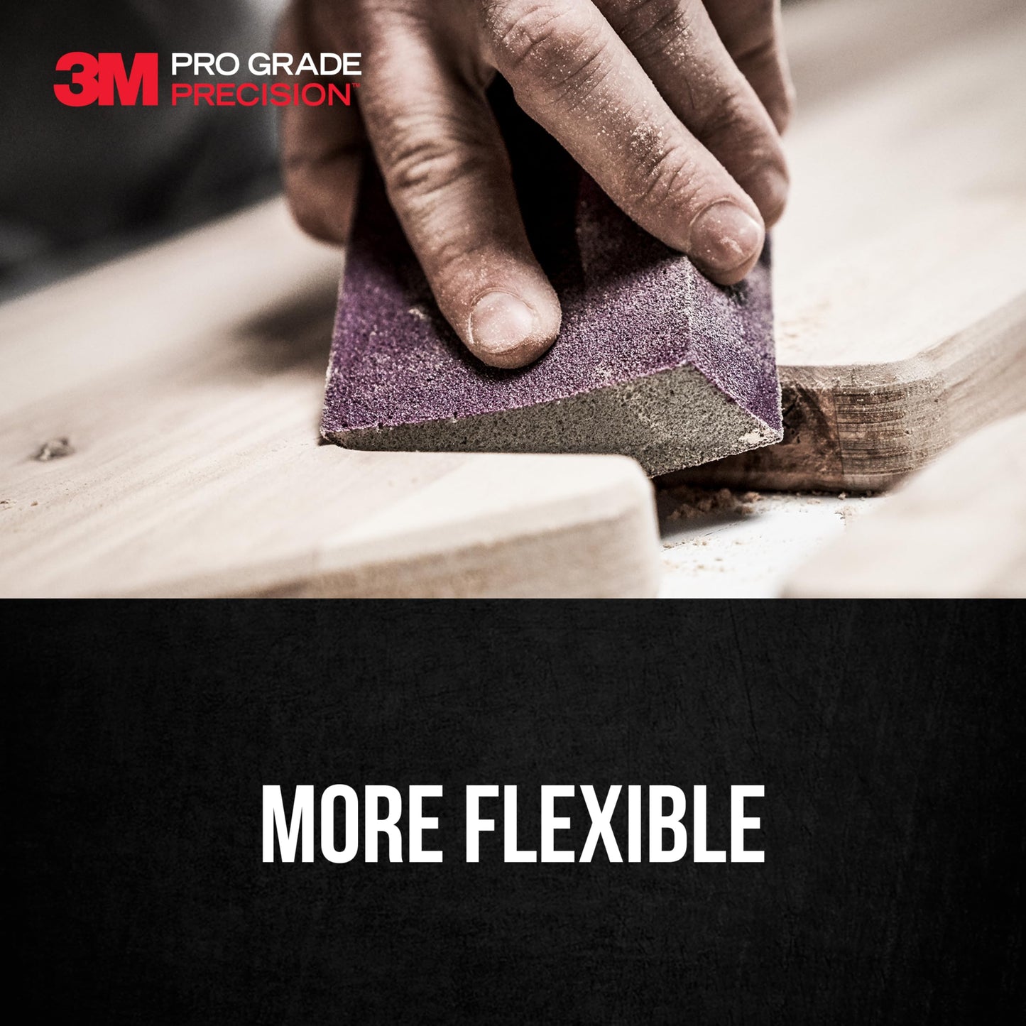 3M™ Pro Grade Precision™ 3-in-1 Sanding Sponge DCDA120-PGP-2T, 2.5 in x 4.5 in x 1 in, 120 grit, Medium, 6/case
