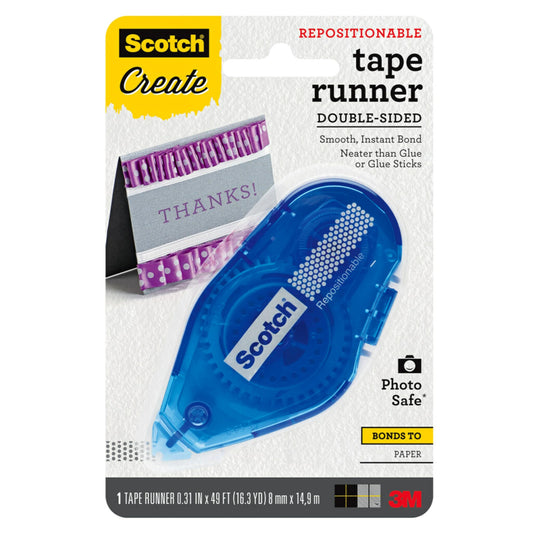 Scotch® Tape Runner Repositionable 055-RPS-CFT, 0.31 in x 49 ft (8mm x 14.9 m)
