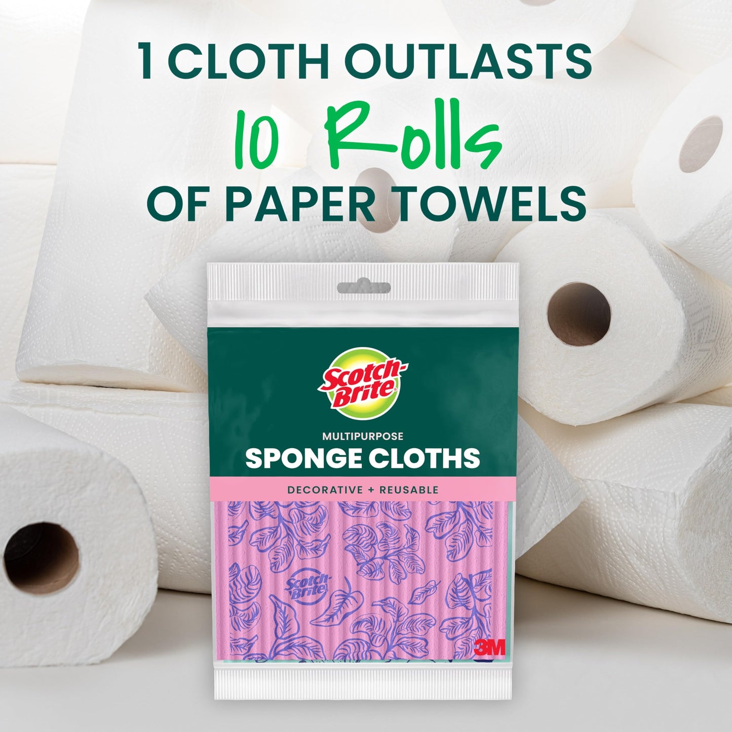 Scotch-Brite® Printed Sponge Cloth 9055-P1, 2 Each/Pack, 12 Packs/Case