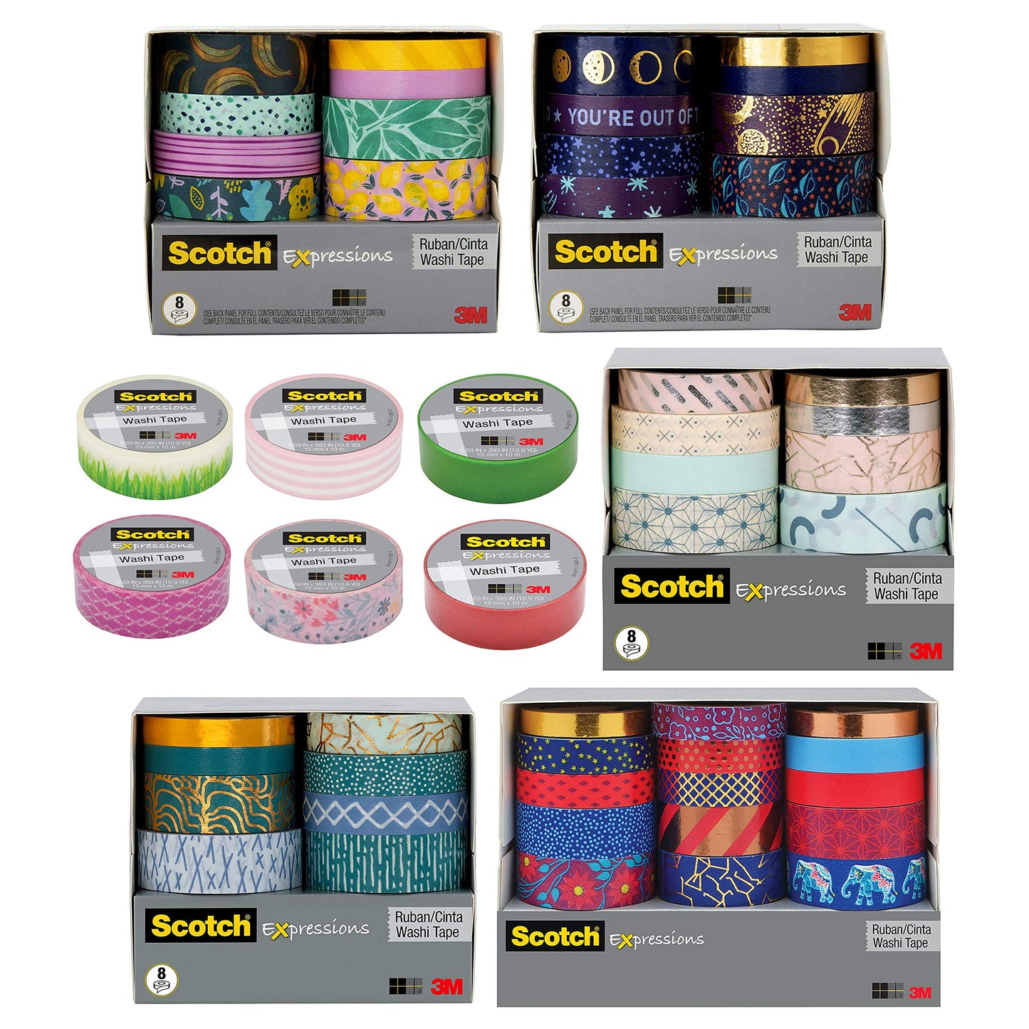 Scotch® Expressions Washi Tape C614-GLD, .59 in x 275 in (15 mm x 7 m) Gold Foil