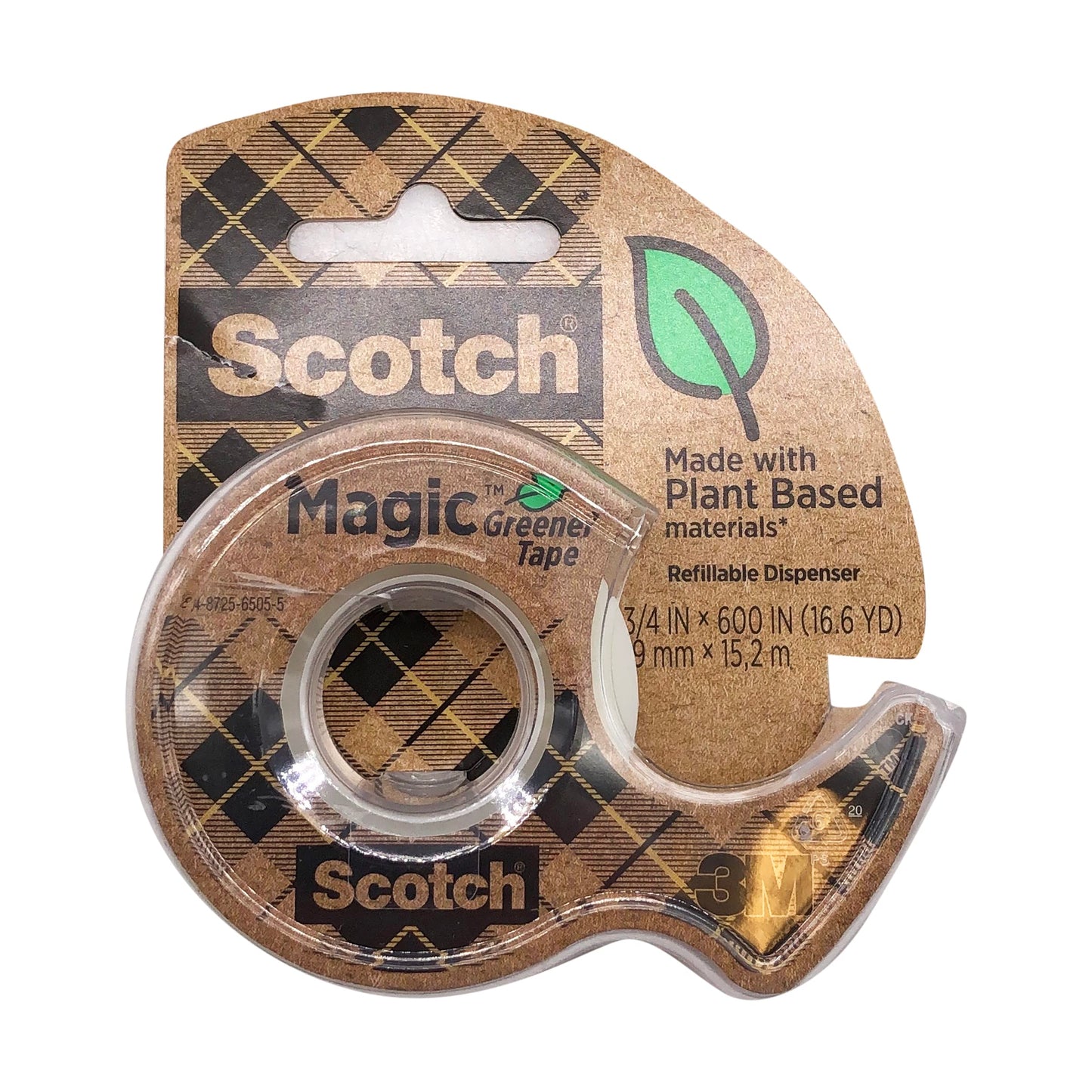 Scotch® Plant Based Tape 123, 0.75 in x 550 in (19 mm x 13.9 m)