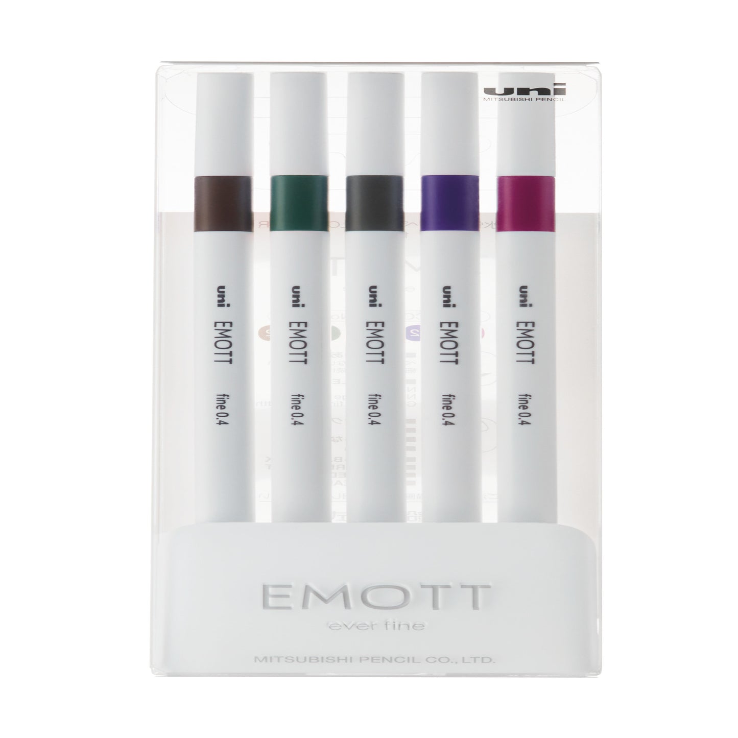 uni® Emott Fine Line Marker Pens, Fine Point (0.4mm), Vintage Colors (Set 3), 5 Pack
