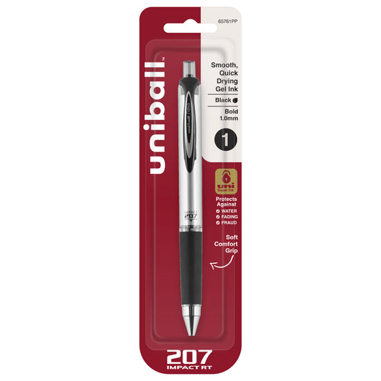 uniball™ 207 Impact RT Gel Pens, Bold Point (1.0mm), Black, 1 Pack