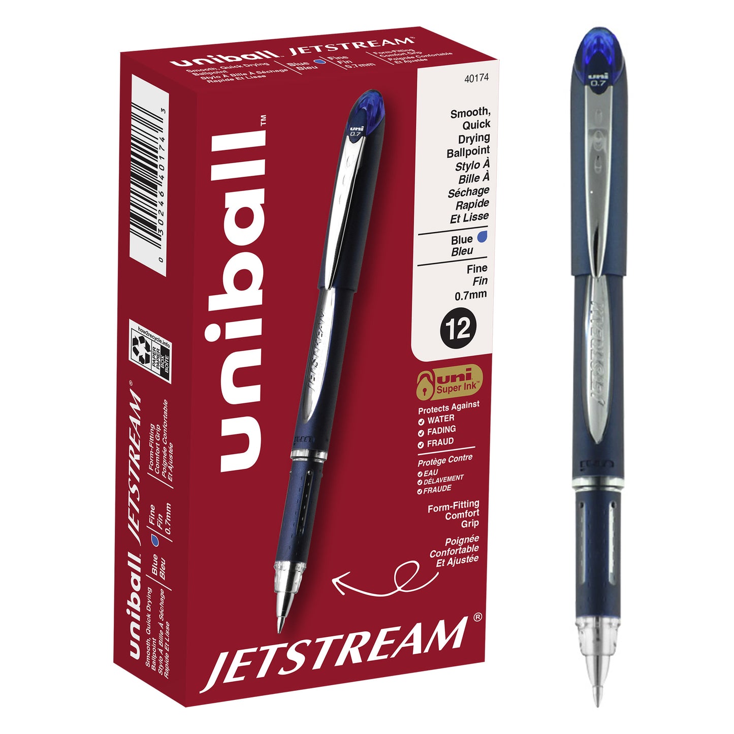uniball™ Jetstream Ballpoint Pen, Fine Point (0.7mm), Blue