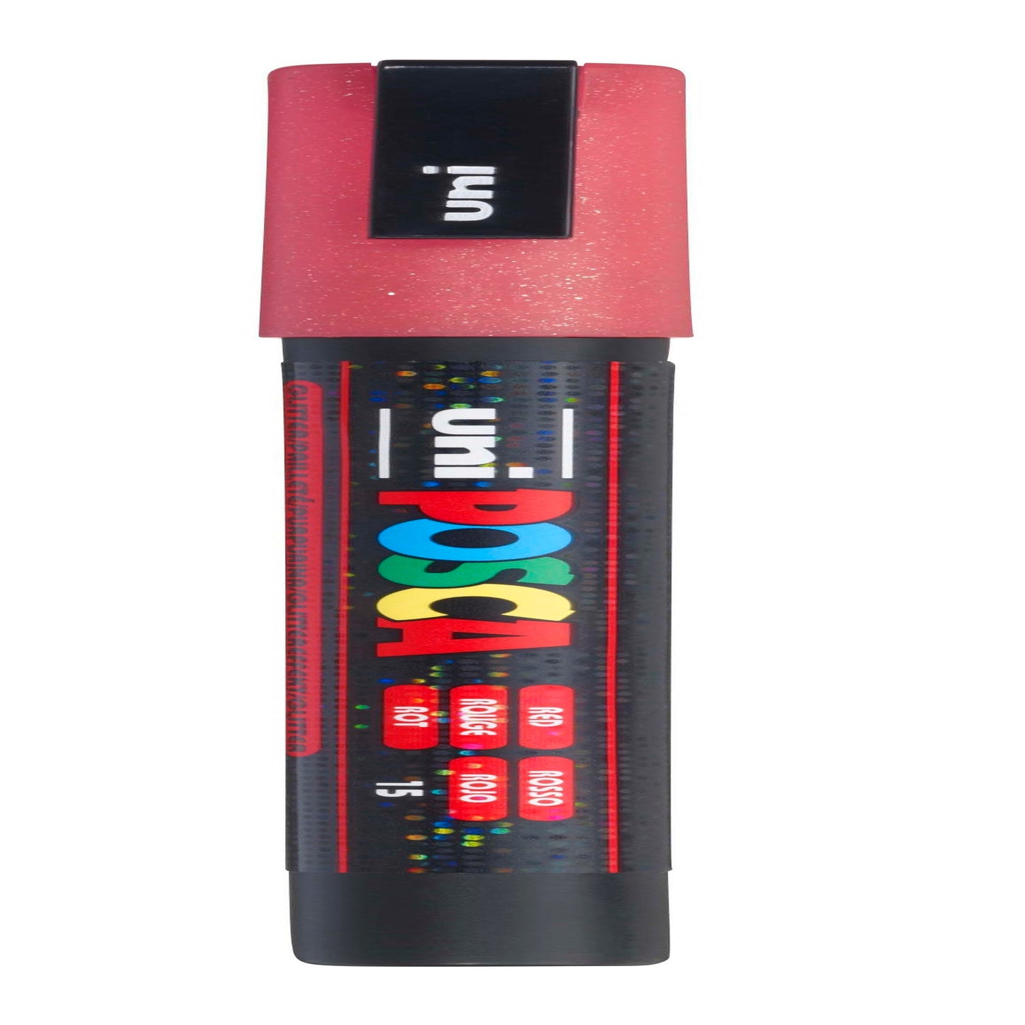 uni® POSCA PC-3ML Water-Based Glitter Paint Markers, Reversible Fine Tip (0.9-1.3mm), Glitter Red