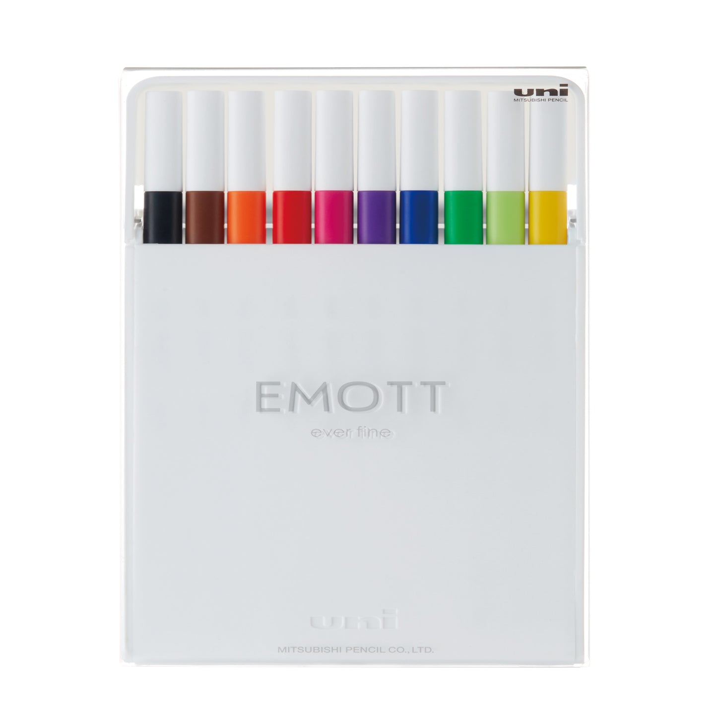 uni® Emott Fine Line Marker Pens (Set 1), Fine Point (0.4mm), Assorted Ink, 10 Pack