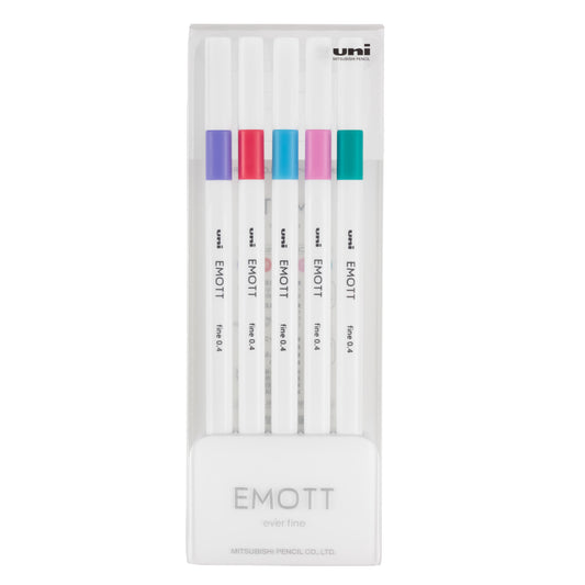 uni® Emott Fine Line Marker Pens, Fine Point (0.4mm), Candy Pop Colors (Set 5), 5 Pack