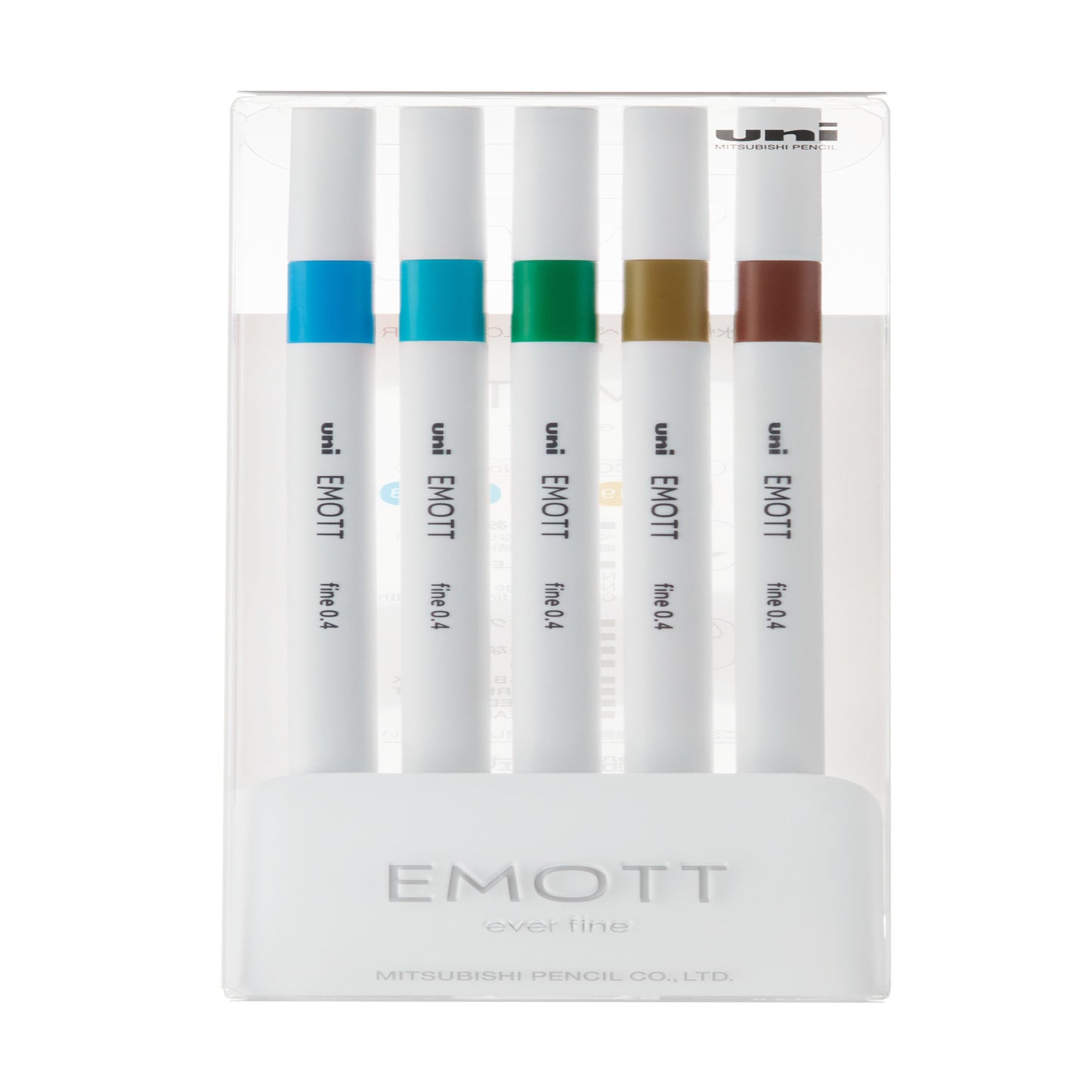 uni® Emott Fine Line Marker Pens, Fine Point (0.4mm), Island Colors (Set 4), 5 Pack